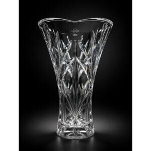 Lenox Full Lead Crystal Vase - Flared Leaf Cut Design - Made in Germany